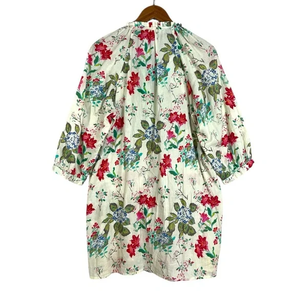 bella tu Floral and Beaded Boho Tunic Mini Dress with V-Neckline Tassel Medium - Picture 5 of 6